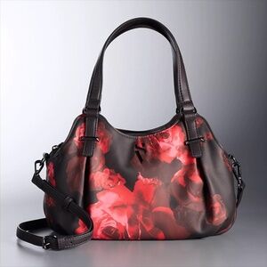 Simply Vera | Vera Wang Buena Satchel Handbag | Floral | Red Rose Blossom